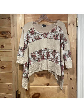 Sparkle & Fade Women's Boho 3/4 Sleeve Top, Size Large